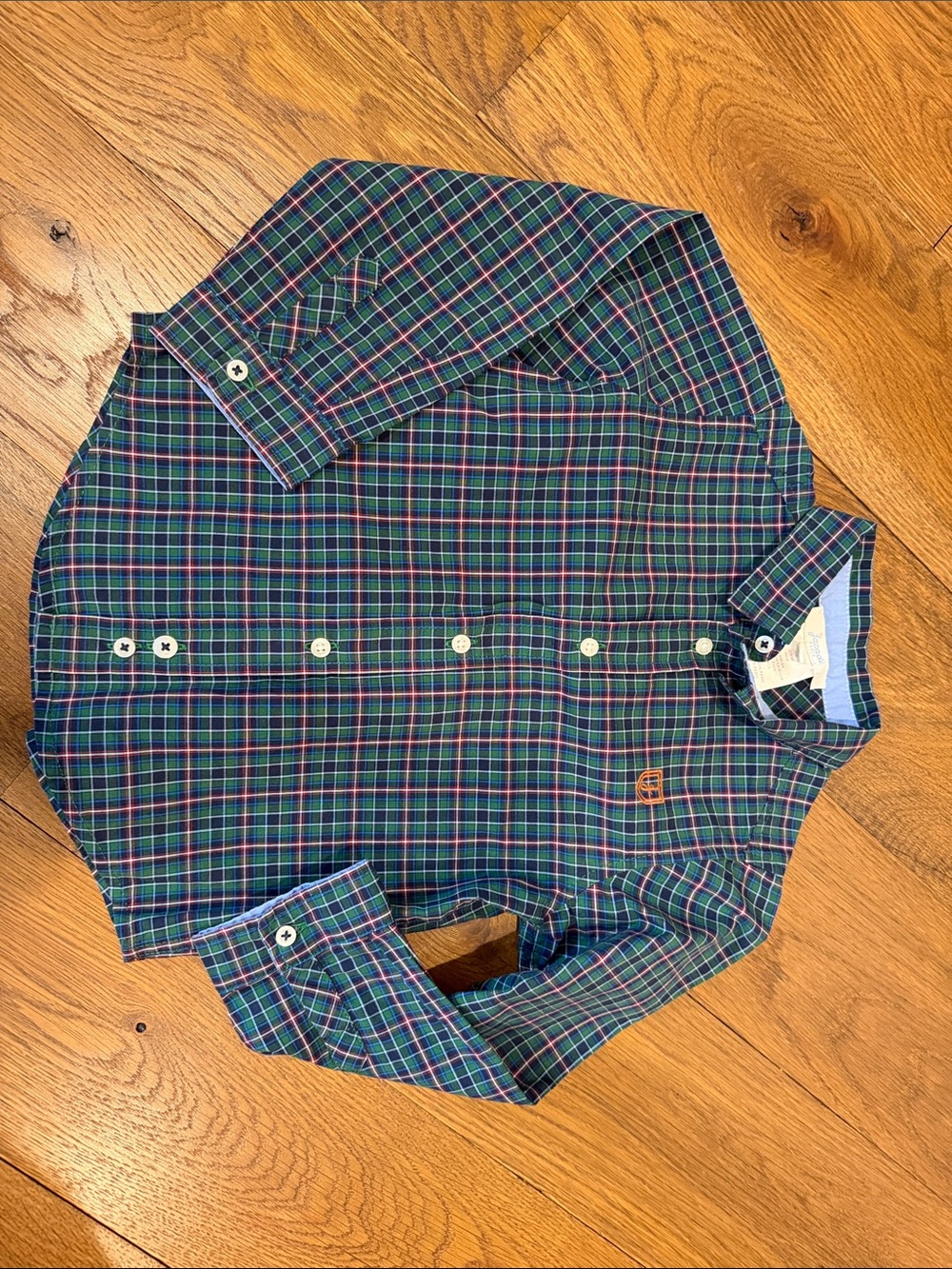 Boy Jacadi Green Plaid Button-Down Shirt